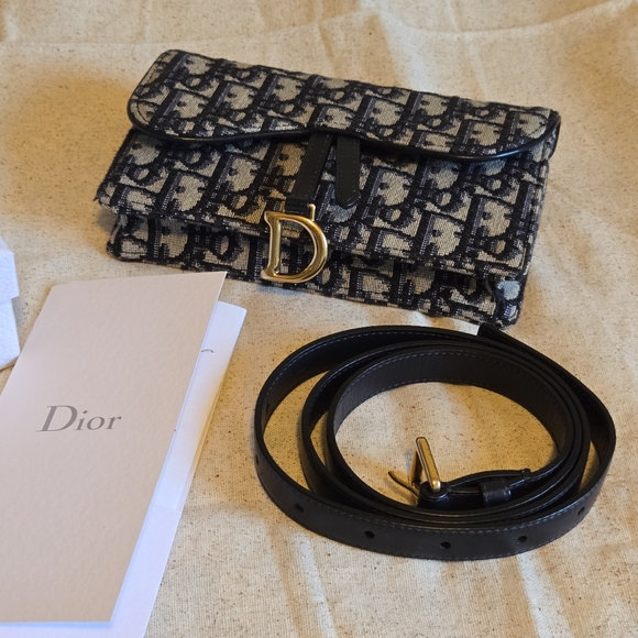 Dior Saddle Belt Pouch Blue Dior Oblique Jacquard - Picture 3 of 12